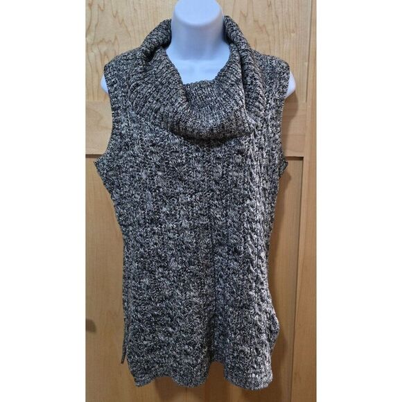 Artisan Ny Sleeveless Cowl Neck Knit Sweater Top Black & White S - Picture 1 of 8